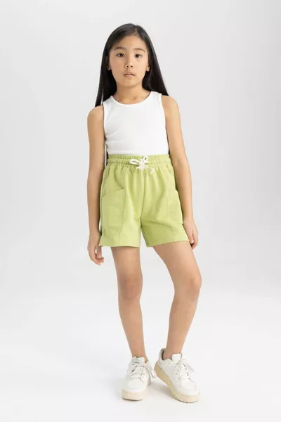 Girls' Shorts with Pockets and Woven Label HS