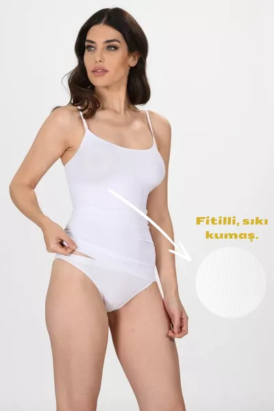  Dames Wit Corrigerend Hemdje met Dunne Bandjes