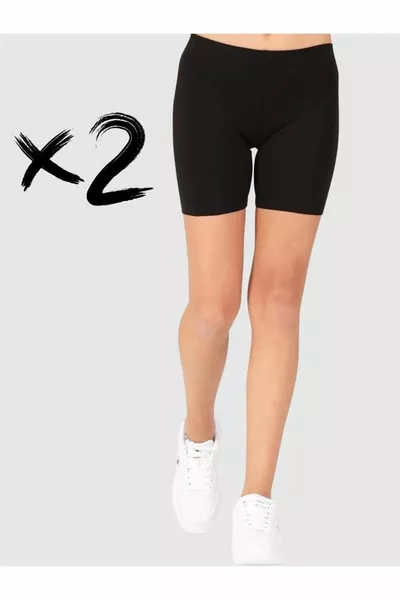 2 Stück Baumwoll-Kinder-Shorts, kurze Leggings, schwarz