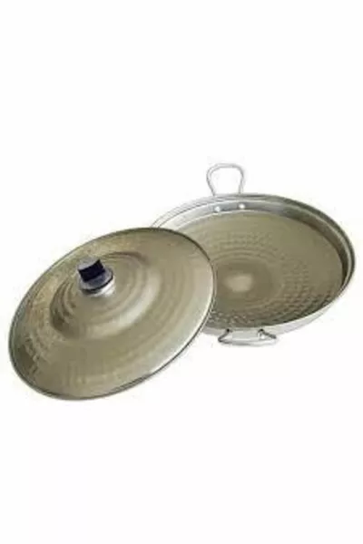 Stalen  cm RVS Braadplaat, Haar Braadpan met Deksel, RVS Chroom Vlees Sauteerpan