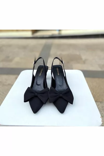 Talons de 6 cm avec nœud en satin noir 