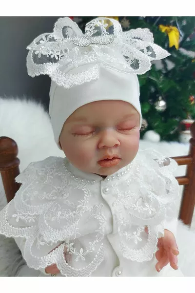 طقم جمبسوت طفلة مزين بتفاصيل جبر ولؤلؤ ، طقم mevlüt