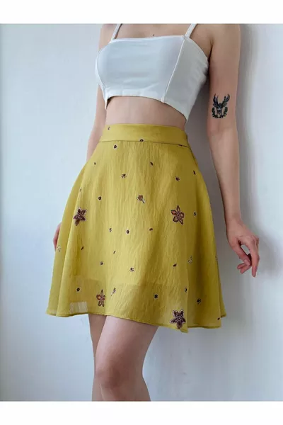 Valerie Short Mini Flared Skirt Women's Mustard