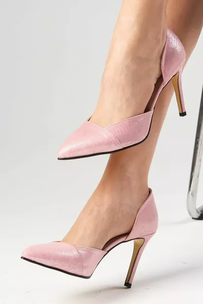 برين مسحوق معدني اللون النسيج المرأة مساء اللباس الكعب الخنجر