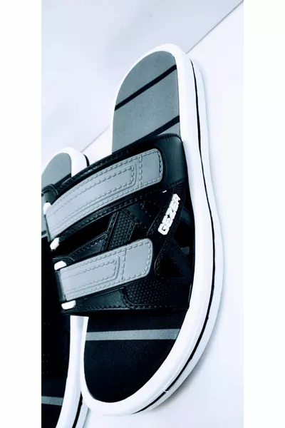 KEMERLİ MODEL SİYAH GRİ ÇİFT TABAN EKSTRA RAHAT ŞIK SPORTİF  PLAJ DENİZ HAVUZ BANYO BALKON TERLİĞİ