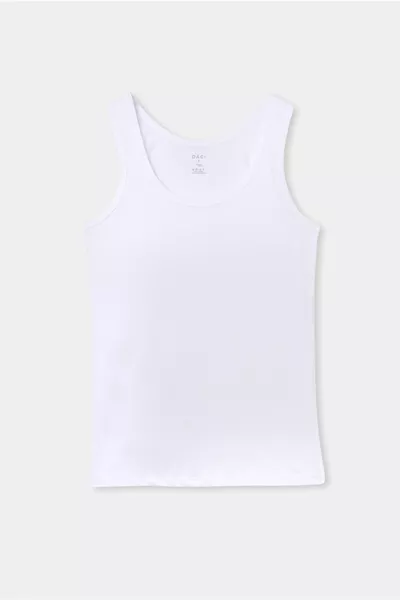 Débardeur homme 2 pièces peigné col large blanc