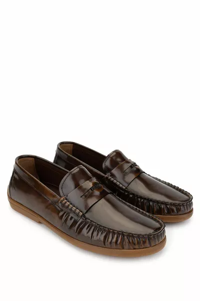 Мъжки кафяви обувки от естествена кожа