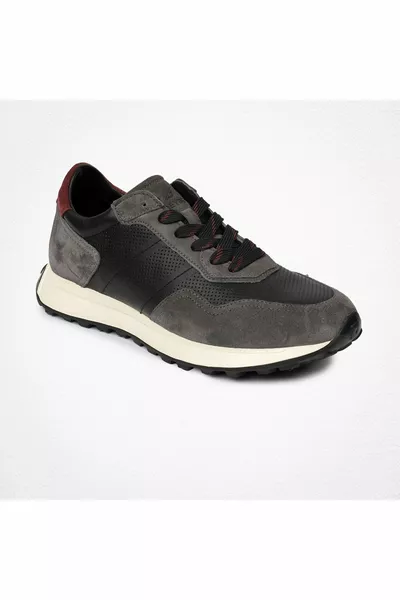 Мъжки тъмносиви обувки от естествена кожа 