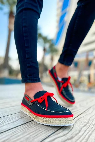 MODA HAS  Espadrille herenschoenen ZWART ROOD