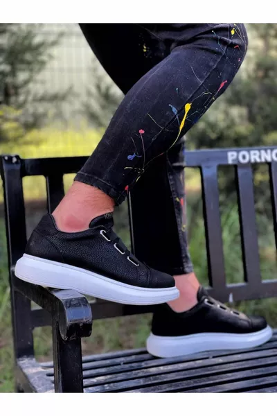 Sneakers Schuhe Schwarz (Weiße Sohlen)