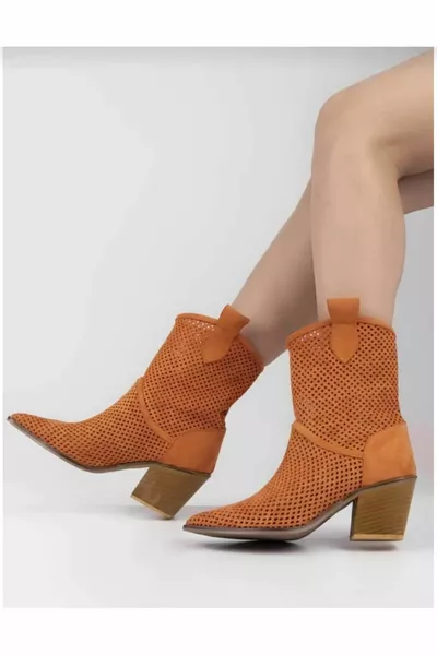 الغربية رعاة البقر البرتقال الكعب أحذية الصيف القصيرة