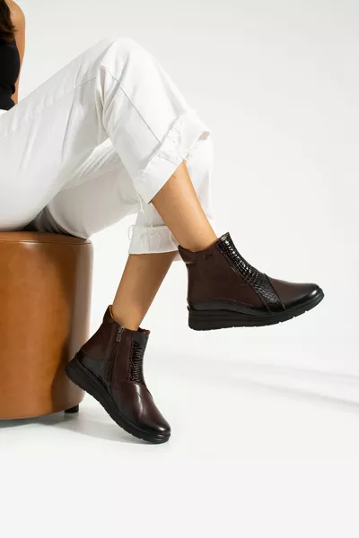 FOREL جلد طبيعي العظام وحيد المرأة أحذية الشتاء أحذية الثلج للماء أحذية الأم الوحيدة عدم الانزلاق