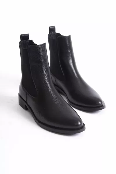 نسائي جلد طبيعي أحذية مطاطية قصيرة أسود MEGG