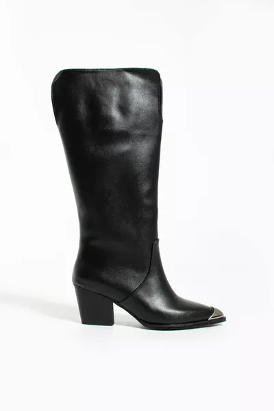 إريكا أسود اصبع القدم المعدنية التفاصيل أحذية نسائية بكعب عال