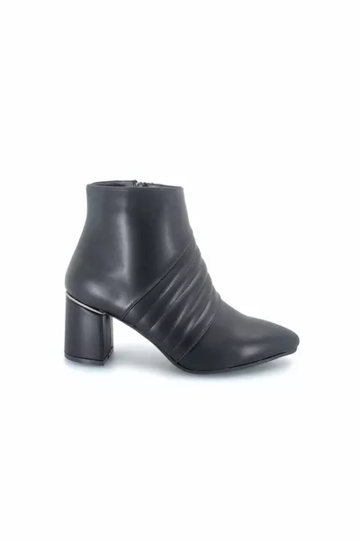 Feles خمسة أحذية نسائية ذات كعب جلد مخطط أسود