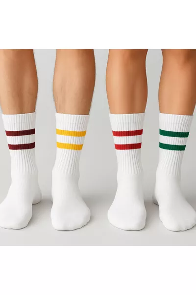 جوارب تنس قطنية مخططة unisex 6 قطع