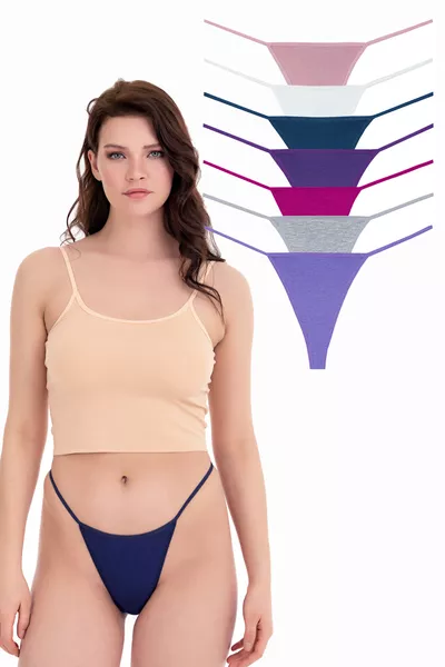 Women's String Brazilian Thong 7-Piece Panty Set Mixed Colors 