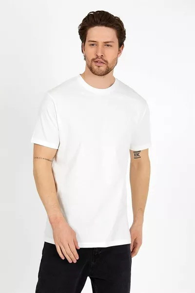 T-shirt homme en coton blanc, coupe régulière