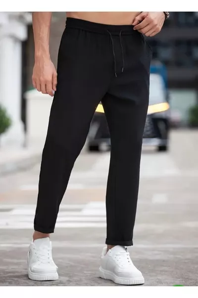 Pantaloni da uomo con vita elastica, jogger elasticizzati e fondo pieghettato