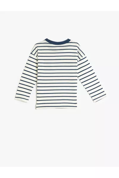 T-shirt à manches longues en coton avec détails brodés d'animaux