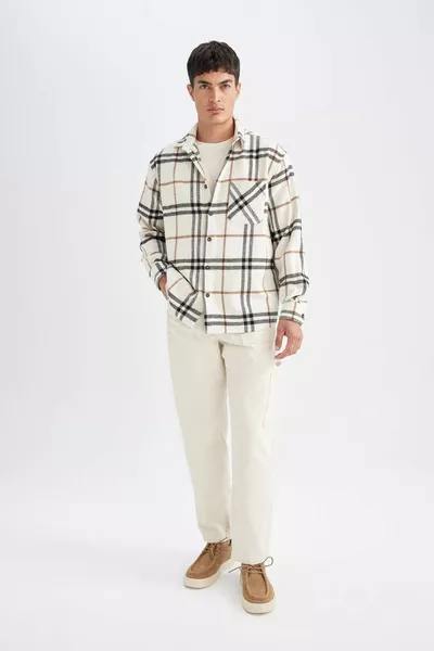 Regular Fit Kareli Oduncu Flanel Uzun Kollu Gömlek AU