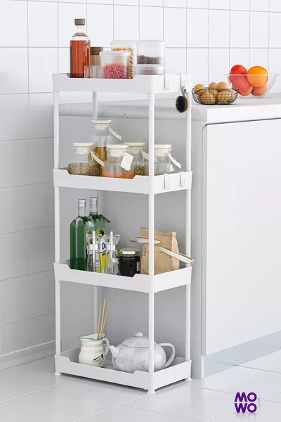 Mowo 4-laags badkamerrek, keukenrek, handdoekhouder, wasmiddelhouder, make-up organizer