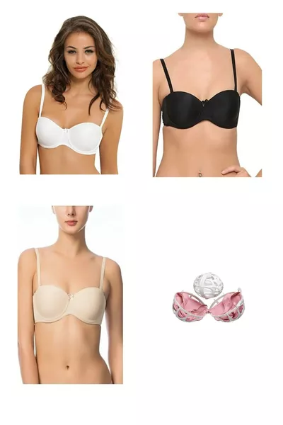 حمالة صدر مكشوفة بثلاثة أحزمة مع كوب، مع هدية كرة غسيل