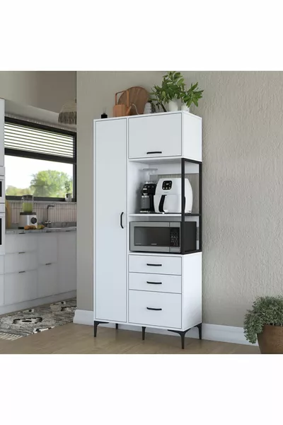 Rani Multi-Purpose Cabinet 2-Door 3-Drawer Pantry Kitchen Cabinet White