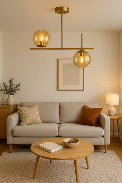 فيريس صالون تصميم عصري مطبخ غرفة نوم لون معتق ثنائي الثريا بزجاج عسلي