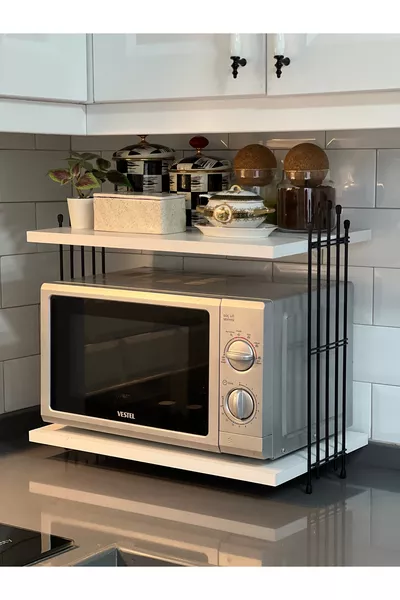 Microwave Cabinet Countertop Oven Microwave Kitchen Shelf Coffee Machine Shelf White