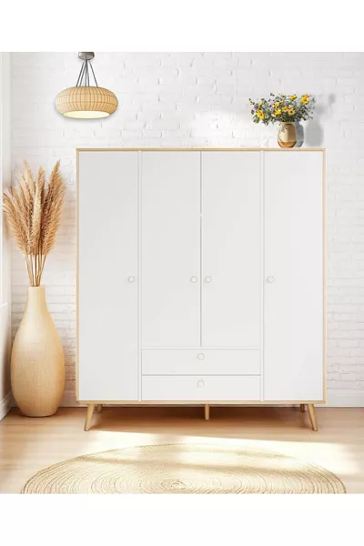 Tema 4 Armadio con Cassetti e Ante – Guardaroba | Design Scandinavo, Marrone cm