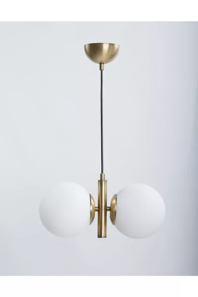 Лампа с бял стъклен абажур и износен винтидж покритие Monera