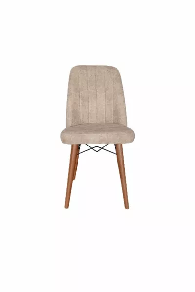 Ensemble de chaises. Chaise de cuisine crème pour 6 personnes avec pieds en bois de noyer et bois de charme, carrée, dorée