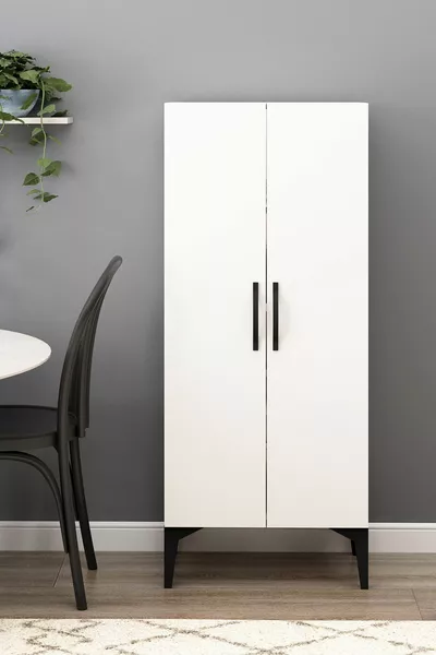 Кухненски шкаф за ъгъл, многофункционален, бял, нов