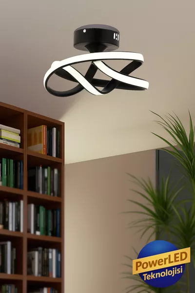 فيانو ريزيرفا موديل أسود اللون معدن لصالة المعيشة والمطبخ وغرفة النوم، نجفة سقف حديثة LED