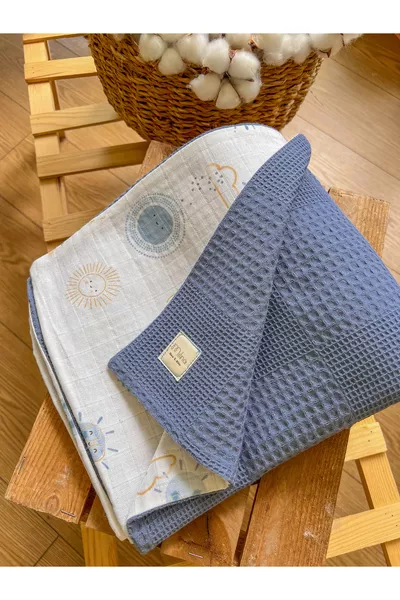 Двуслойно муслиново бебешко одеяло Мултифункционално муслиново покривало Муслиново бебешко покривало