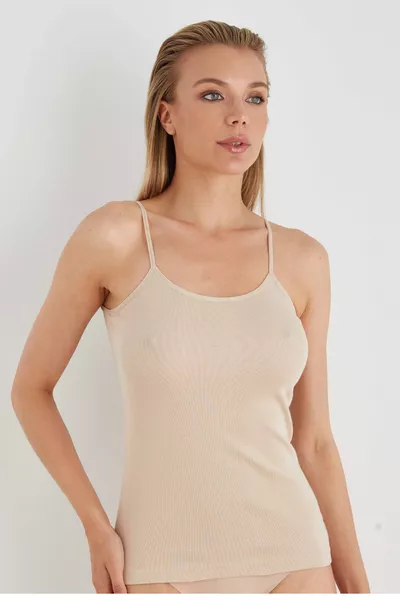 قميص داخلي نسائي بحمالات رفيعة بلون شروق الشمس