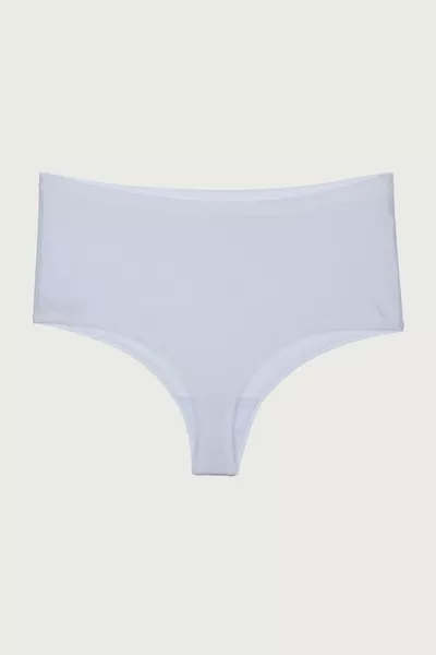 سراويل نسائية داخلية خصر مرتفع تانجا مقاس كبير، حزمة 5 قطع، أبيض