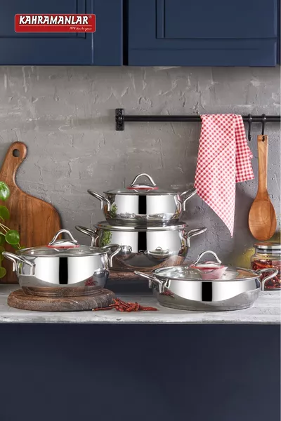 Set di Pentole in Acciaio Elit Prime Silver 8 Pezzi