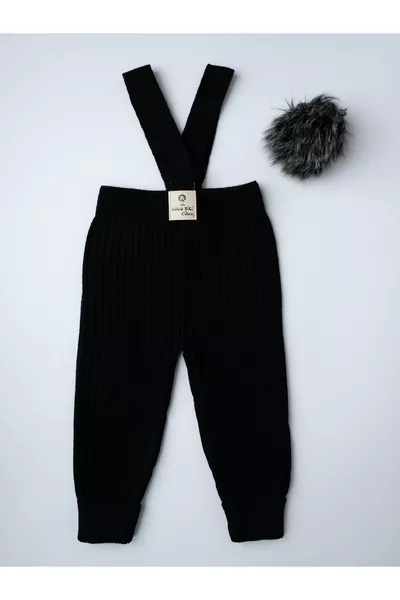 Salopette legging bébé et enfant à bretelles croisées réglables, noire