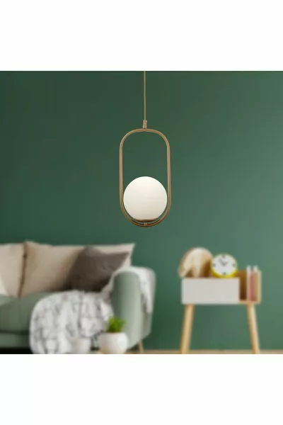 Лорин Едноцветен Износен Пендел с Бял Стъклен Абажур Модерен Пендел за Кухня и Хол