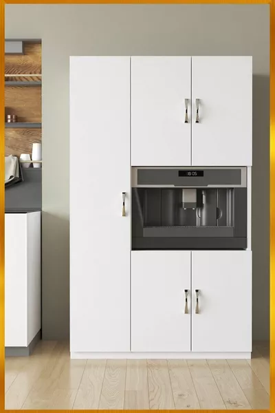 Duygu Armadio da Cucina e Bagno Multiuso Bianco a 5 Ante, Dispensa