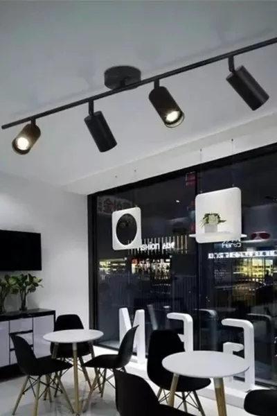 Pure Black 4-Light Linear Spot LED Chandelier