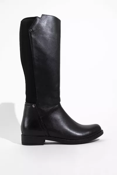 جلد طبيعي مسطح رايدر أحذية سوداء مرنة للنساء - Derbinz