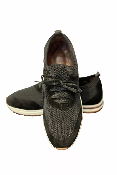 Трикотажные кроссовки на шнуровке Походные кроссовки черные