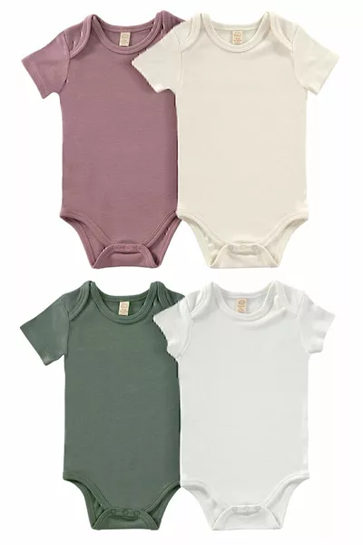 للجنسين 4 قطع قصيرة الأكمام طقم بدلة أطفال - غيوم ناعمة