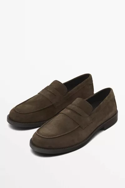 Suede loafers with bands