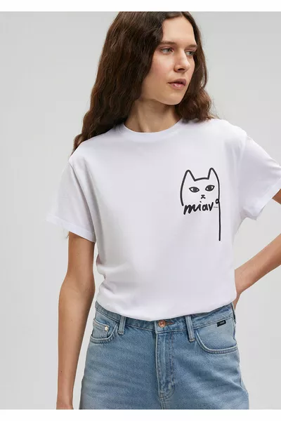 Cat Printed Istanbul T-Shirt Regular Fit / Normal Cut 