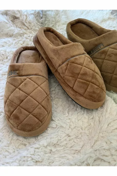 Chaussons de maison unisexes brodés en velours