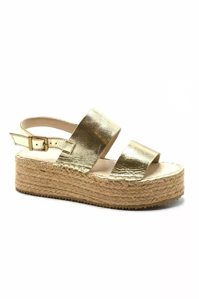 Women's Straw Soled Comfort Leather Slippers Gold Y